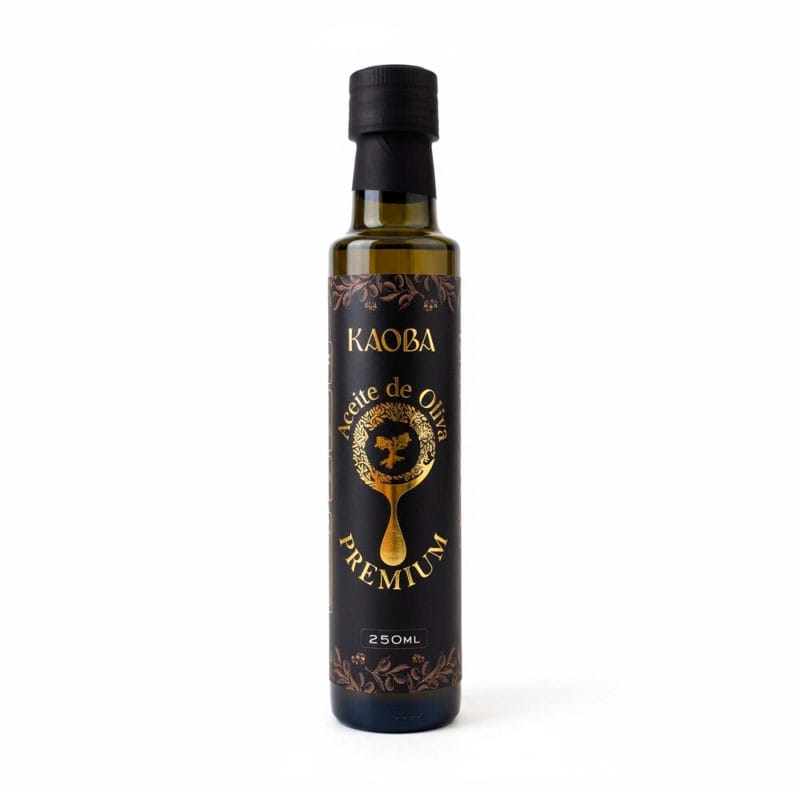 Botella de Aceite de Oliva Premium de 250 ml. Lujo, acidez 0.1%. AOVE para alta cocina y regalos gourmet.