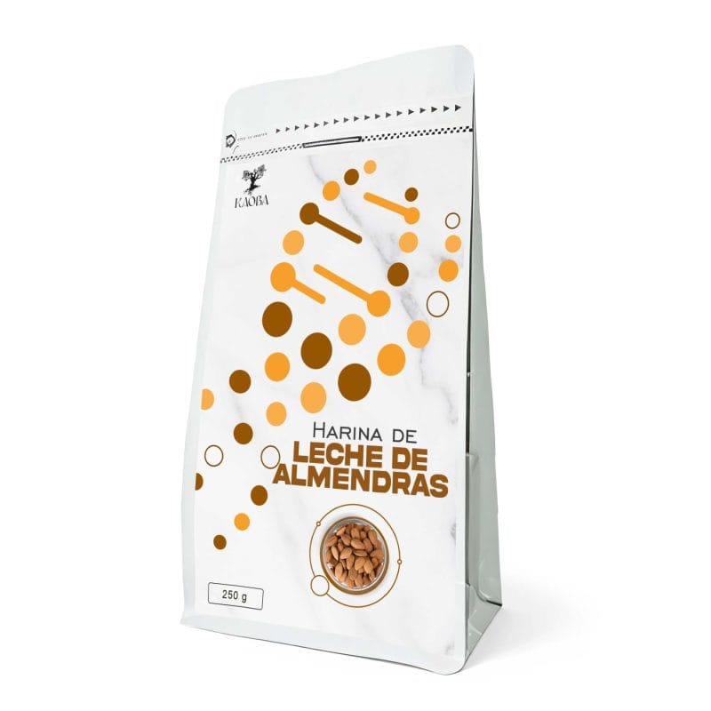 Harina de leche de almendras en polvo en envase de 250