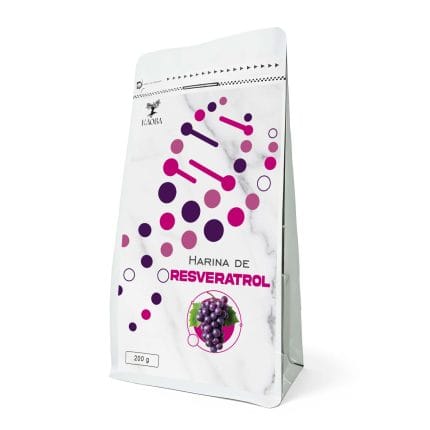 Pote de Resveratrol en Polvo 200g. Suplemento antioxidante para la longevidad celular y salud cardiovascular.
