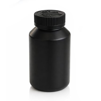 Frasco para Cápsulas Premium - Polietileno Negro Opaco (Capacidad 120 unidades)